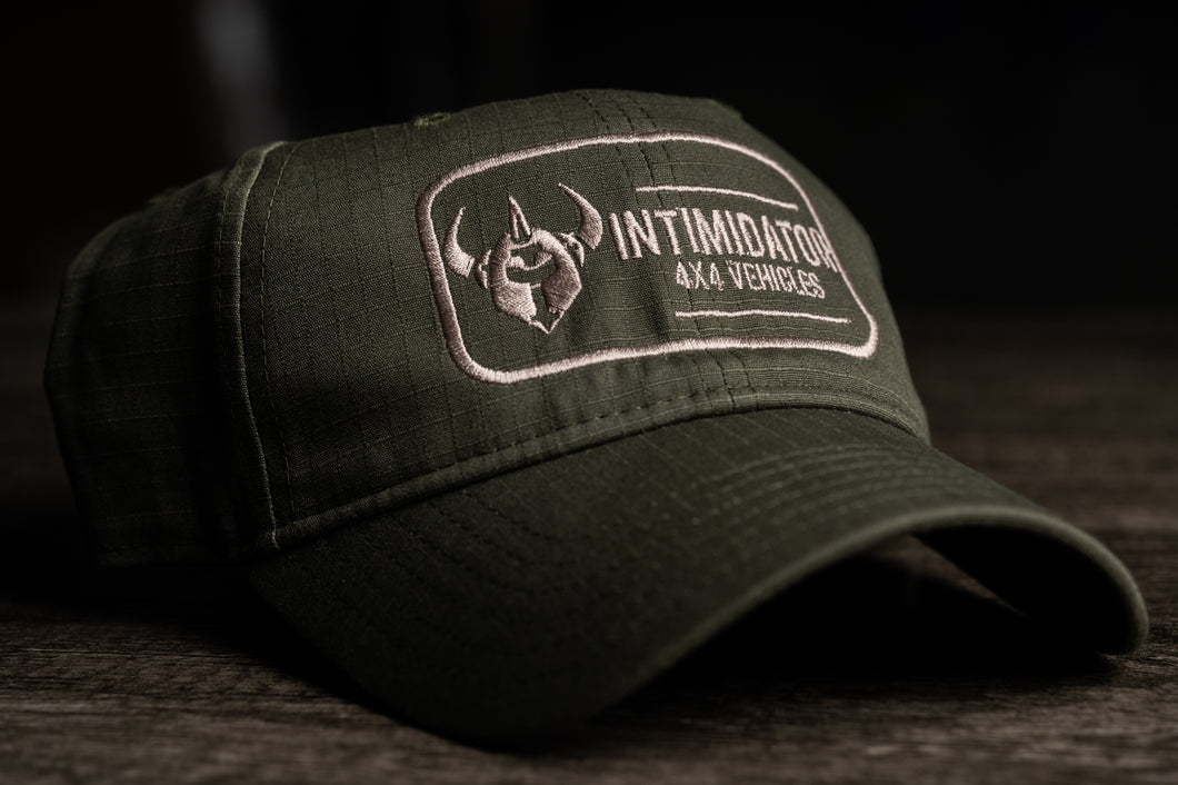 Intimidator Unstructured Hat- Olive, Faux Patch